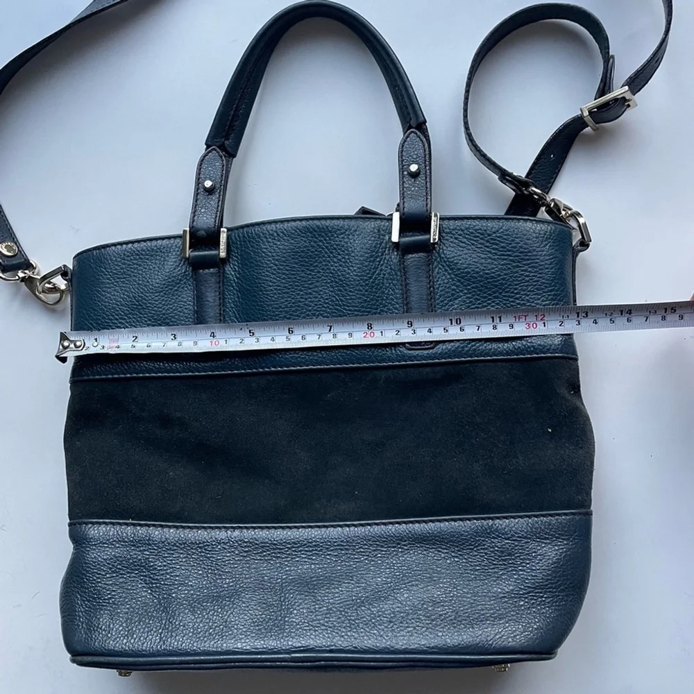 Gherardini Made in Italy Blue & Black Leather Suede Tote Bag